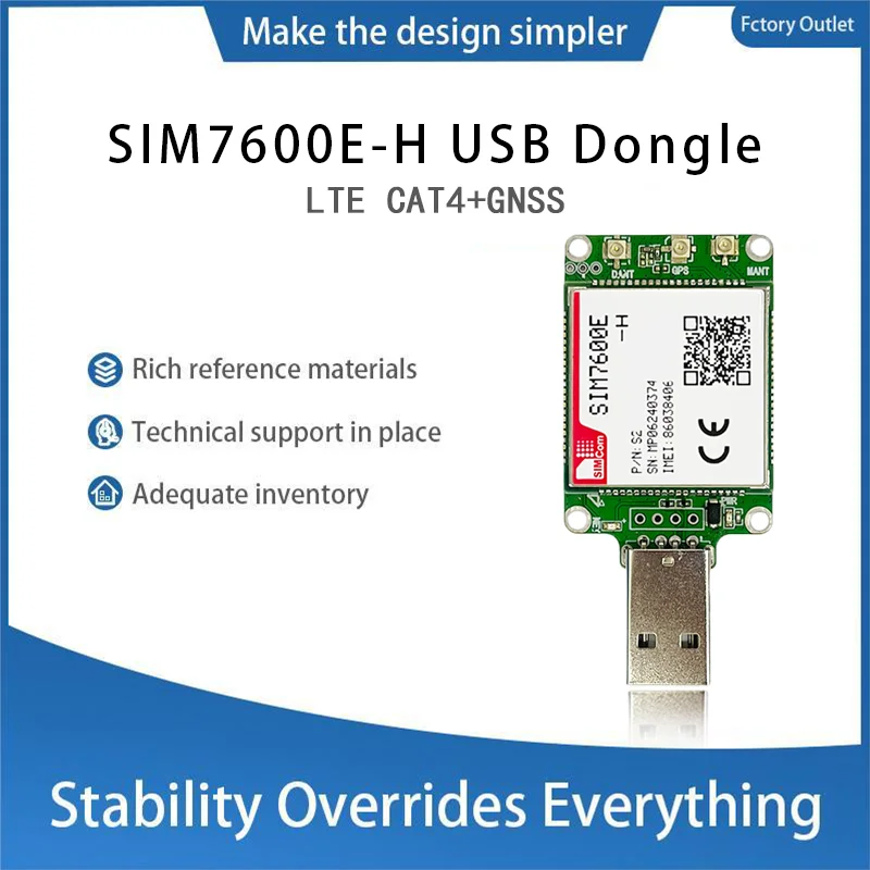 

SIMcom SIM7600E-H LTE CAT4 USB Dongle breakout kit TE-A 1pcs