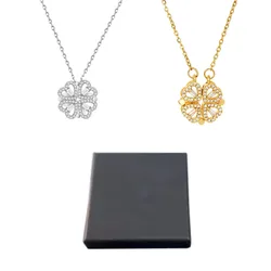 Collar de trébol de cuatro hojas de la suerte, Caja negra con logotipo para BR Shopper, 2024