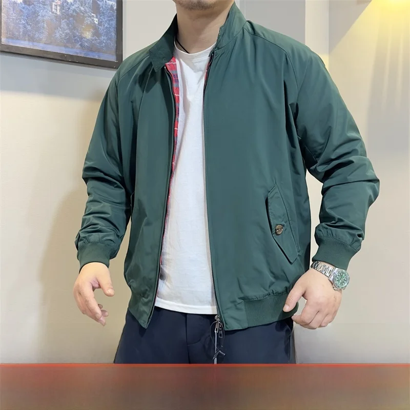

G9 Harrington Thin Jaet Classic Faion Casual Plaid Men's Spring Autumn Lightweight Outerwear Red Cheered Stand Fit