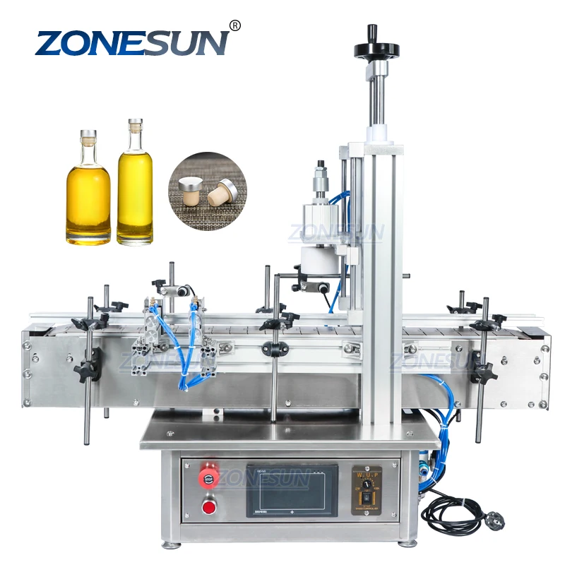 ZONESUN ZS-XG1870D Pneumatic Automatic Glass Bottle Cap Cork Press Machine Jar Whisky Plastic Bottle Capping Machine