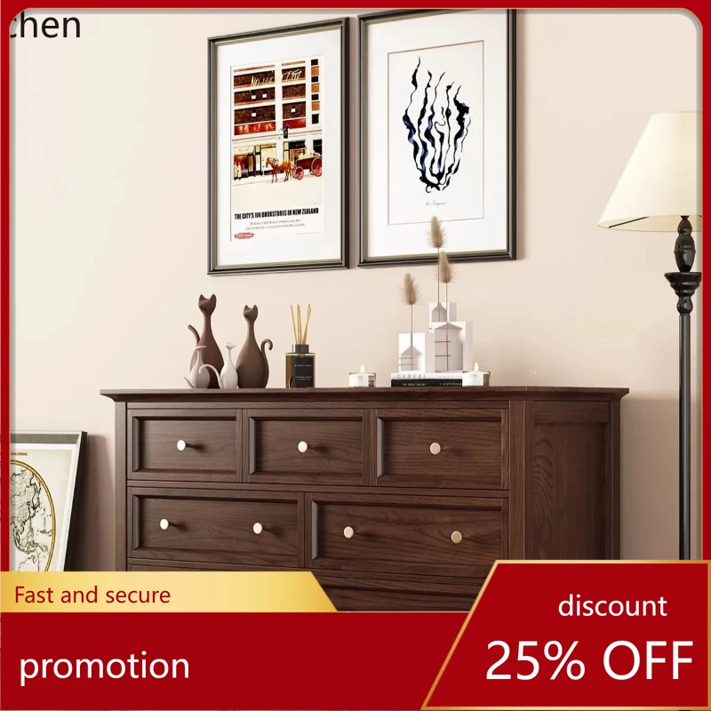 HXL solid wood ash wood seven buckets nine drawers living room storage drawer bedroom wall side cabinet