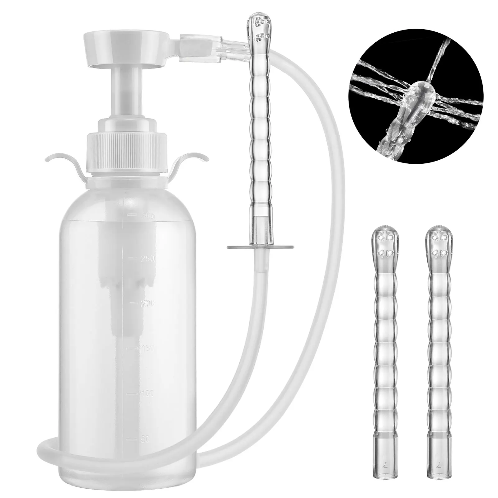 Enema Kit Reusable 300ml Enemas Bottle for Colon Cleanse Anal Cleaning Shower Washing Private Hygiene Anti-Backflow