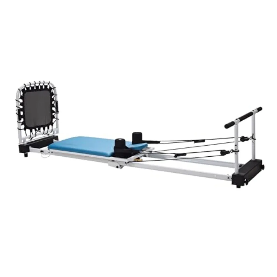 

Home Studio Pilates Reformer with Cardio Rebounder Pull-Up Bar DVDs Online Workouts Full-Body Toning and Strength Machine in Bl