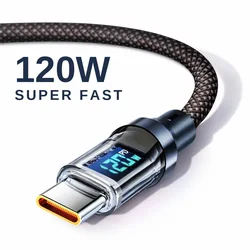 HOMEFISH 60W USB-C Super Fast Charging Cable with Digital Display, Braided Anti-Fracture Wire, Maximum Compatible with 120W