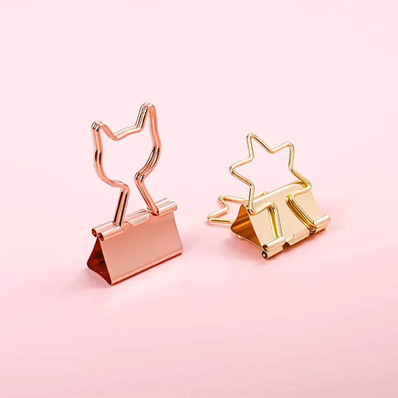 20/10pcs Metal Clips, Cute Cat Rose Golden Paper Clips Study Supplies Office Supplies Used to Secure Photos, Receipts, And Notes