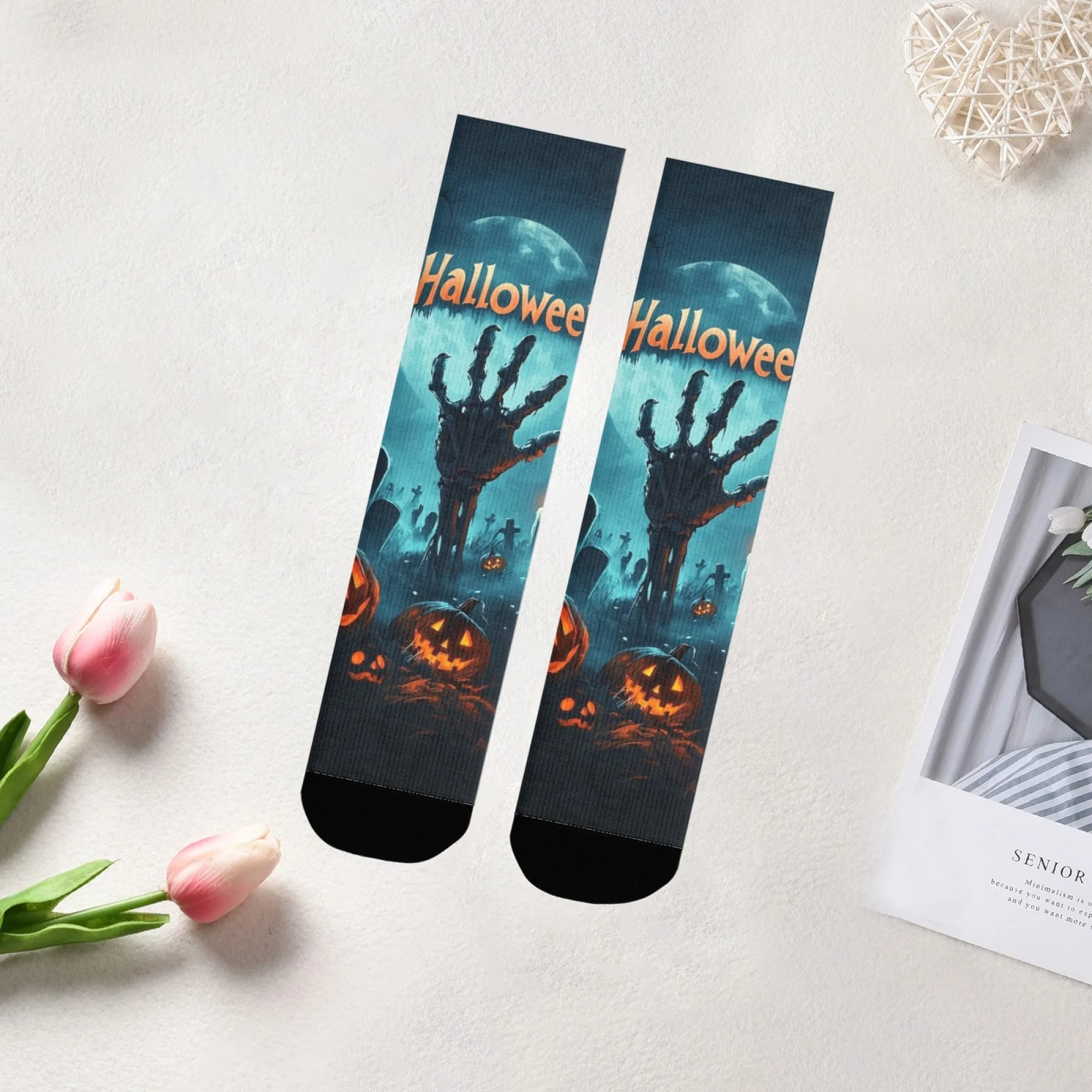 الظلام الهيكل العظمي اليد الرجال الجوارب سعيد هالوين الجوارب هدية الجدة متعة جوارب ضغط ريترو ستايل عارضة الأزياء الجوارب الرياضية #6