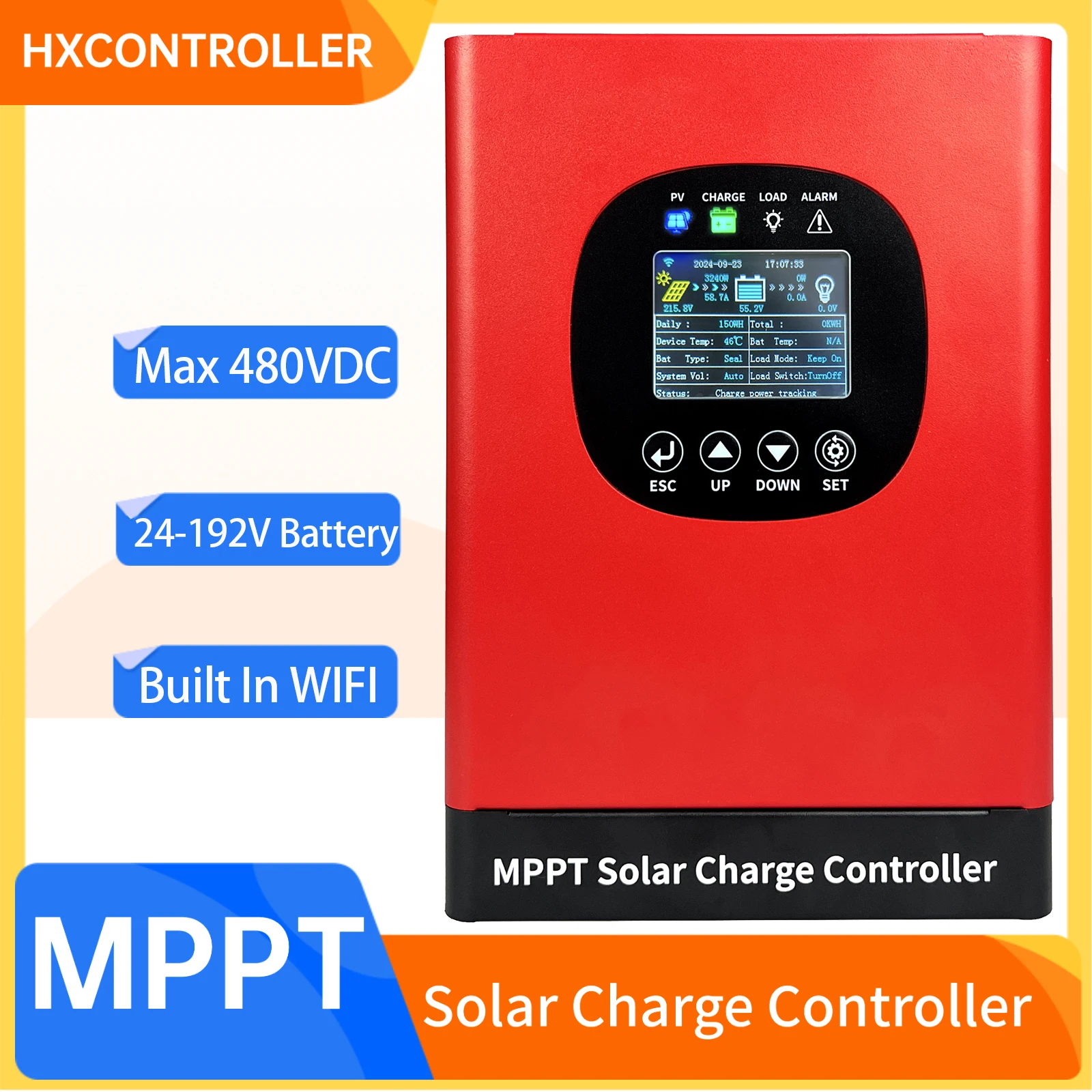 

Контроллер заряда солнечных батарей MPPT 60A 100A 120A 480VDC, 24-192V, с встроенным Wi-Fi