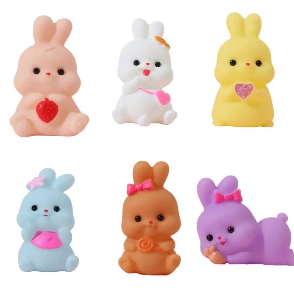 6 unids/set conejo para apretar juguetes decorados PVC conejito de Pascua Fidget estiramiento exprimidor Animal de dibujos animados conejo juguete de rebote lento