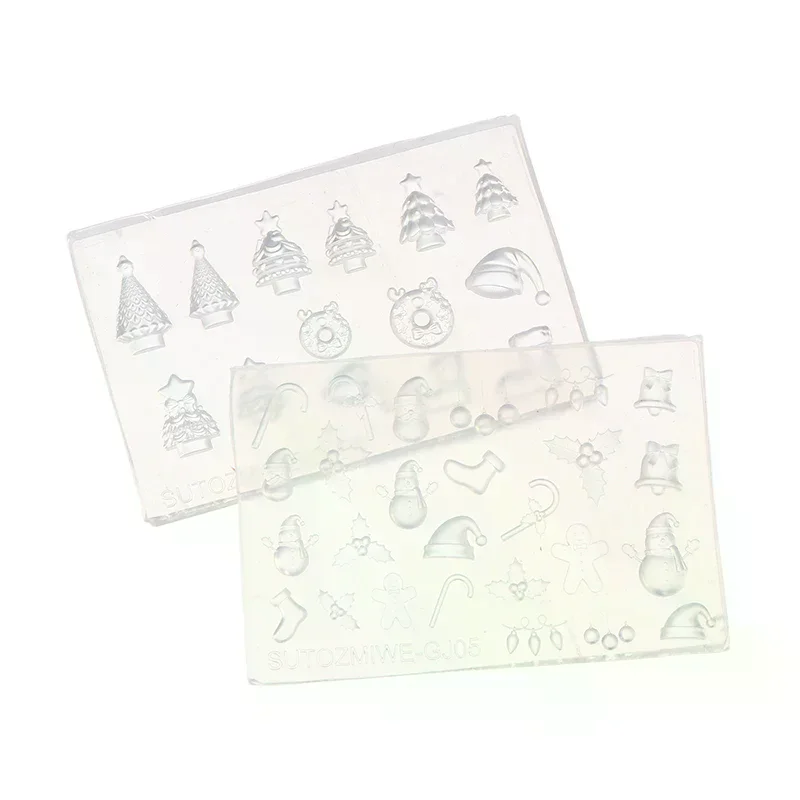 Stampo per unghie in silicone 3D per nail art fai da te albero di Natale pupazzo di neve campana uomo di pan di zenzero modello di design trasparente strumento per manicure