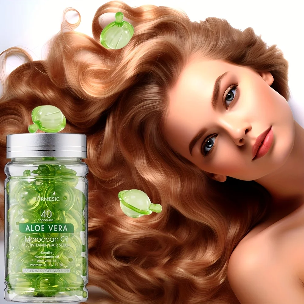 الألوة جوهر الزيت المغربي للعناية بالشعر كبسولة زيت جوهر، جوهر الترطيب