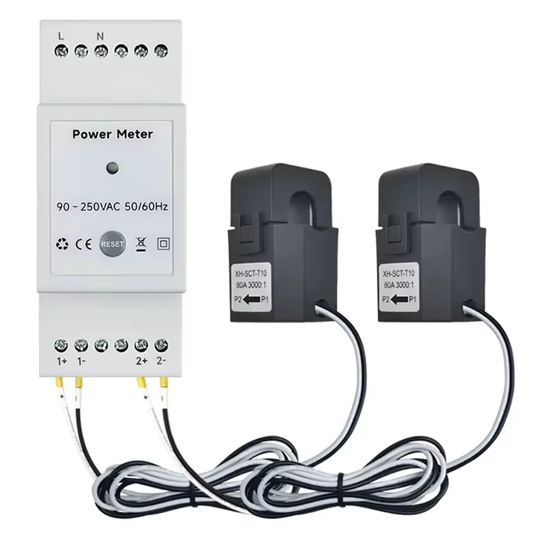 ABBN-Tuya Smart Wifi Contatore di energia Bidirezionale 2 canali su guida Din con 80A CT App Monitor Esportazione e importazione di potenza AC110V/240V
