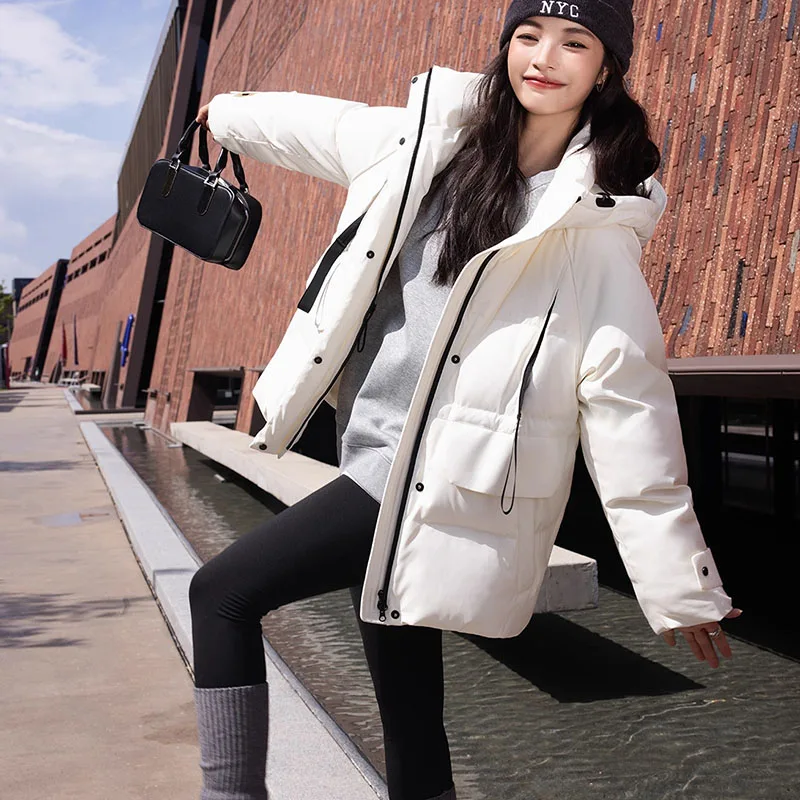 

Fashionable Casual Thickened Women's Parker 2025 Winter New Down Jacket Women 90 Duck Down Hooded hood Women's Down Jacket H734