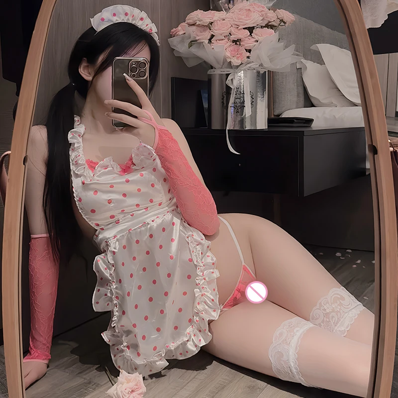 

Maid Dress Outfit Uniform Apron Pajamas Crotchless Backless Sexy See-through Apron Maid Cosplay Uniform Temptation Nightdress