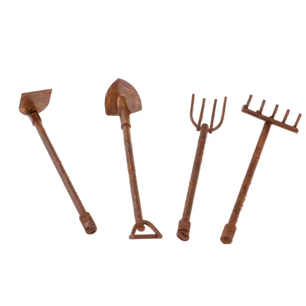 4-part Weeding Tool Set /12 Dollhouse Miniature Fairytale Garden