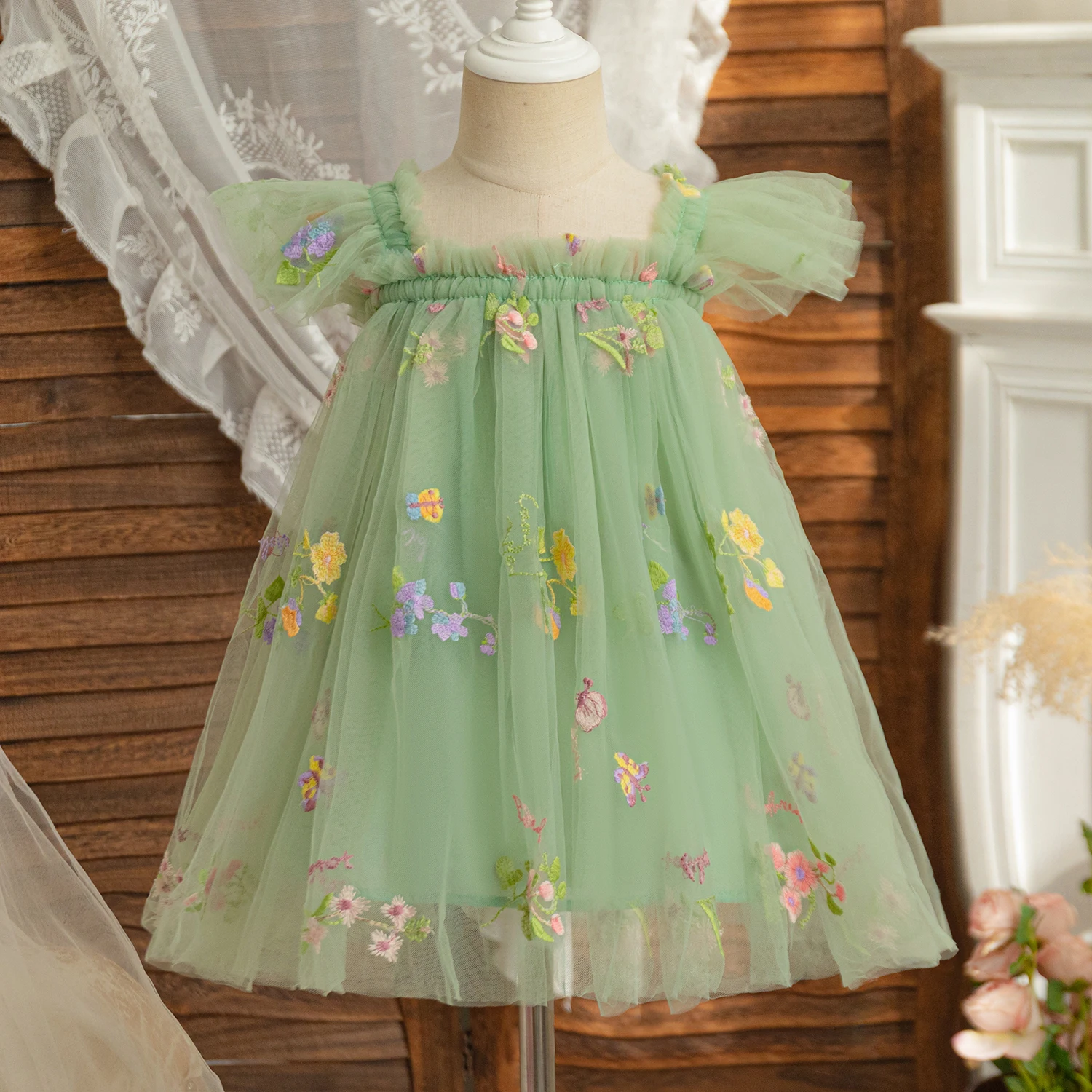 Toddler Girl Princess Dress Baby Flower Tulle Costume Kids New Summer Sleeveless Casual Dresses Newborn Birthday Party Clothes