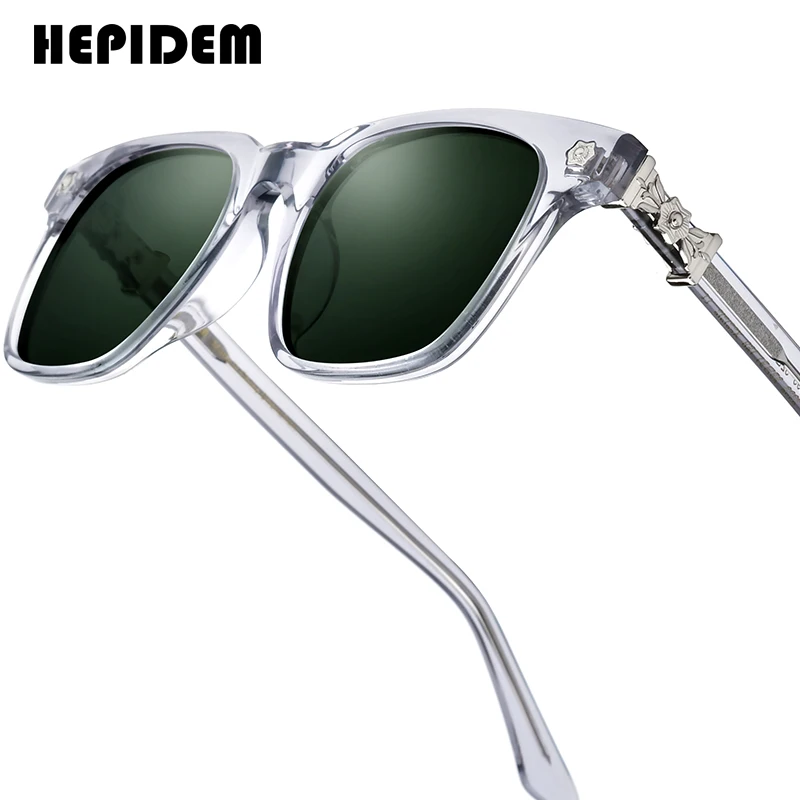 

Поляризованные солнцезащитные очки HEPIDEM из ацетата для мужчин, квадратные, от известного дизайнерского бренда, хромированные очки, большие солнцезащитные очки для женщин CH 9395T