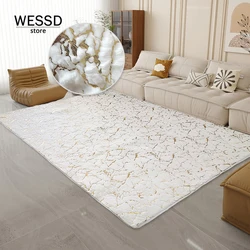 Gold Marble Furry Rug Imitation Rabbit Fur Carpet Living Room Decoration Luxury Soft Bedroom Mat Sofa Table Rug