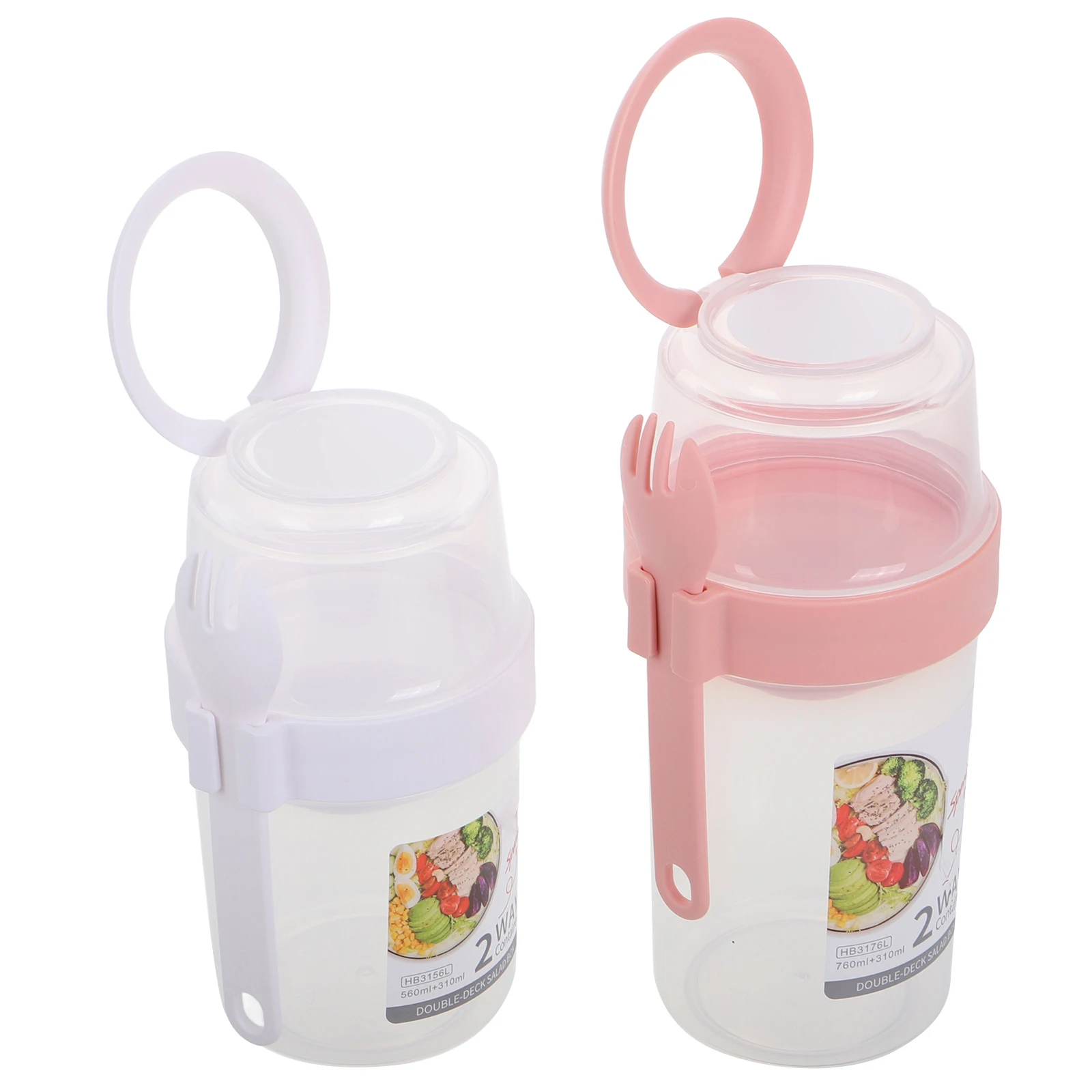 

Портативный контейнер для молока для круп с ложкой, 2 шт., герметичная банка для завтрака, ночная банка для овся, йогурта, парфеита, чашка, многоразовая шейкер для салата