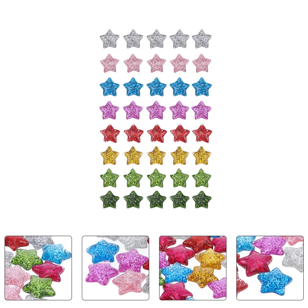 

40Pcs Glitter Star Beads Smooth Surface Wear-Resistant DIY Craft Wedding Scrapbook Decorative Accessories Star Beads