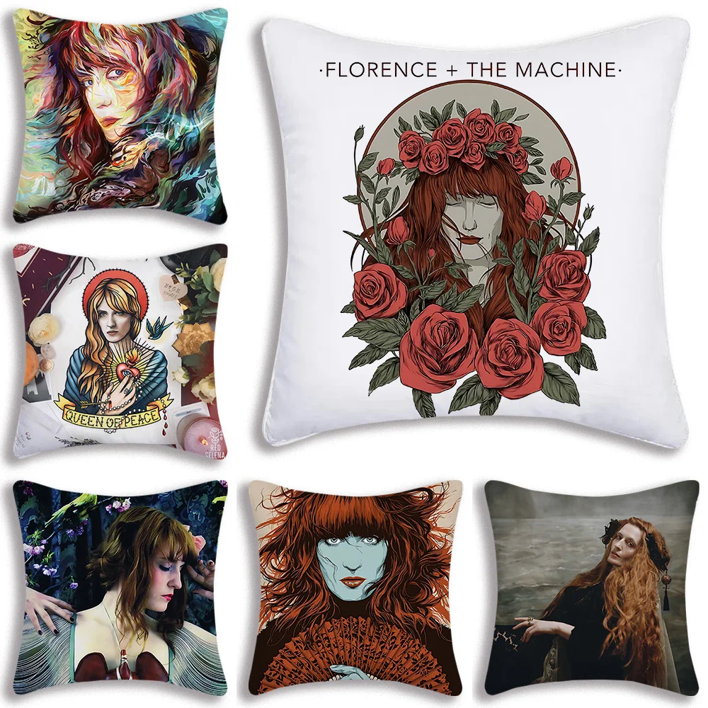 

Singer Florence And The Machine Pillow Covers Cartoon Sofa Decorative Home Double-sided Printing Short Plush Cute Cushion Cover