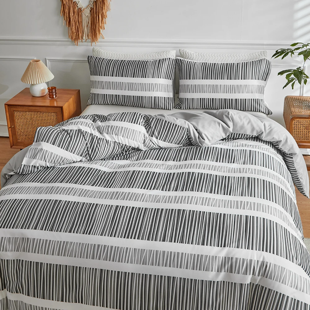 Duvet Cover Bedding Set Twin Full Queen King Size 135x200 Nordic Quilt Cover 240x220 Double Single Stripe Bed Linen 200x200
