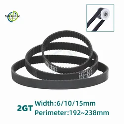 GT2 Rubber Timing Belt Perimeter 192-238mm Width 6mm 10mm 15mm Tooth Pitch 2mm 2GT Synchronization is Applicable to 3D Printer