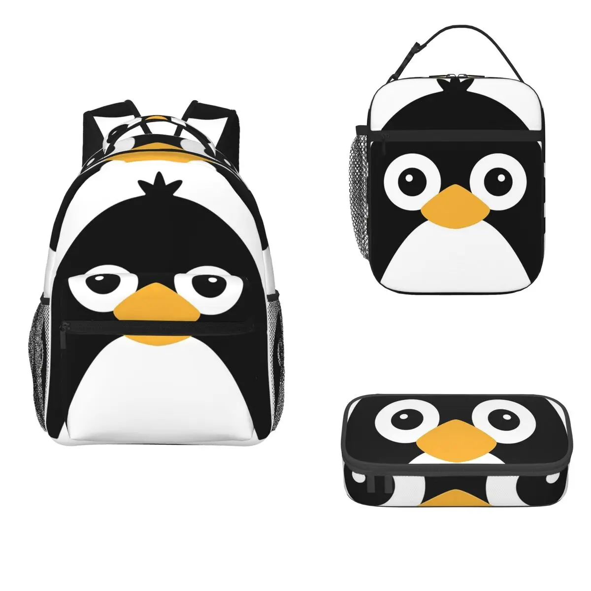 

Cute Vector Penguin Backpacks Boys Girls Bookbag Students School Bags Cartoon Kids Rucksack Lunch Bag Pen Bag Three-Piece Set