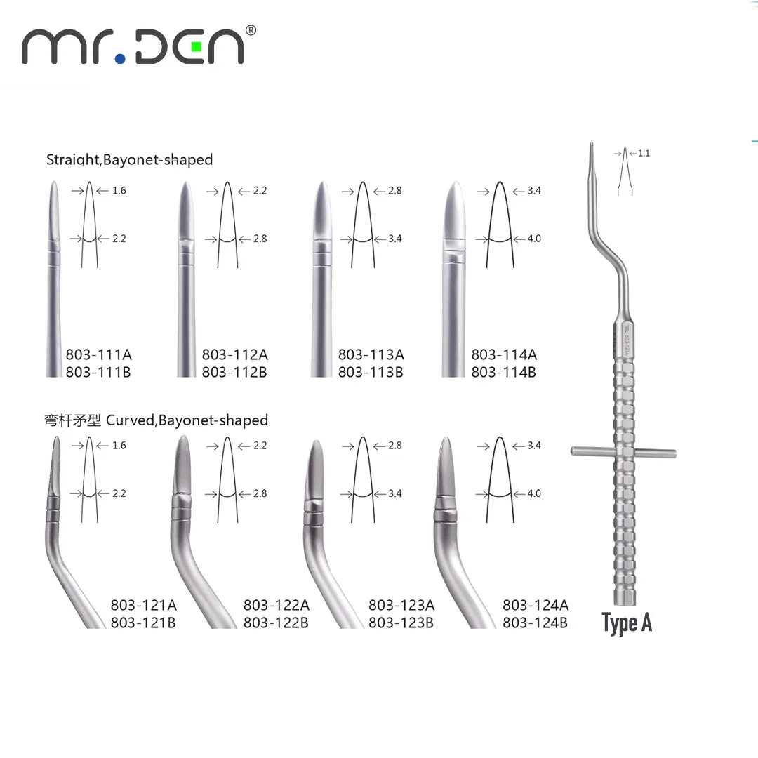Professional Dental Implant Bone Compression Osteotome Instruments Tooth Extraction Tool Maxillary Sinus Lift Bended Tips