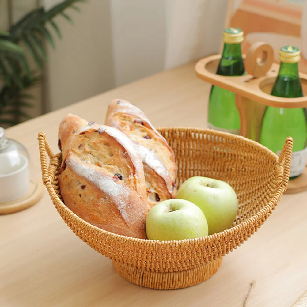 

Тканая корзина с имитацией ротанга, плетеные корзины ручной работы для хранения фруктов, косметики, закусок, деревенский домашний декор, тканая корзина для быстрого питания