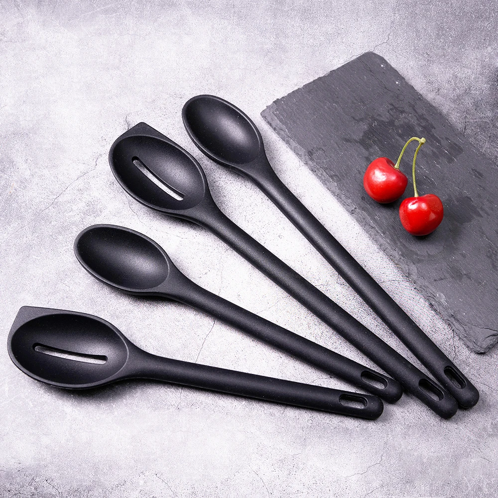 Silicone Salad Spoon Set Heat Resistant Non-Stick Flexible - Perfect for Cooking Serving Mixing Dishwasher Safe Kitchen Utensil