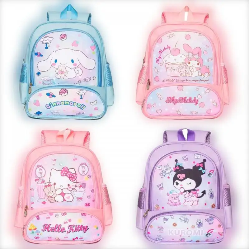 

New Sanrios Hellokittys Backpack Sanrios Child Kawaii Kuromi Cinnamoroll My Melody Anime Figure Student Printing Bag Boy Girl