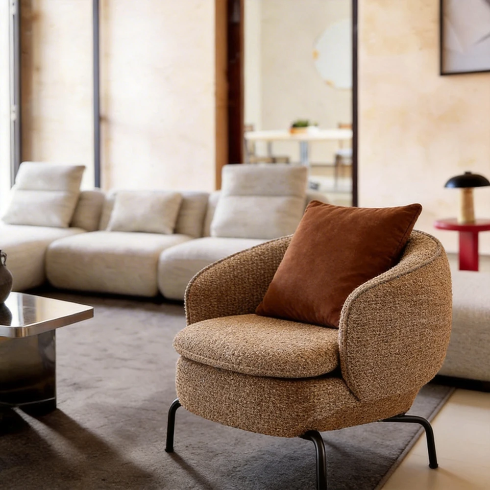 #Modern Living Room Accent Chair Set Suede Leather Upholstered Durable Eco-Friendly Modular Home Furniture For Apartment Interio