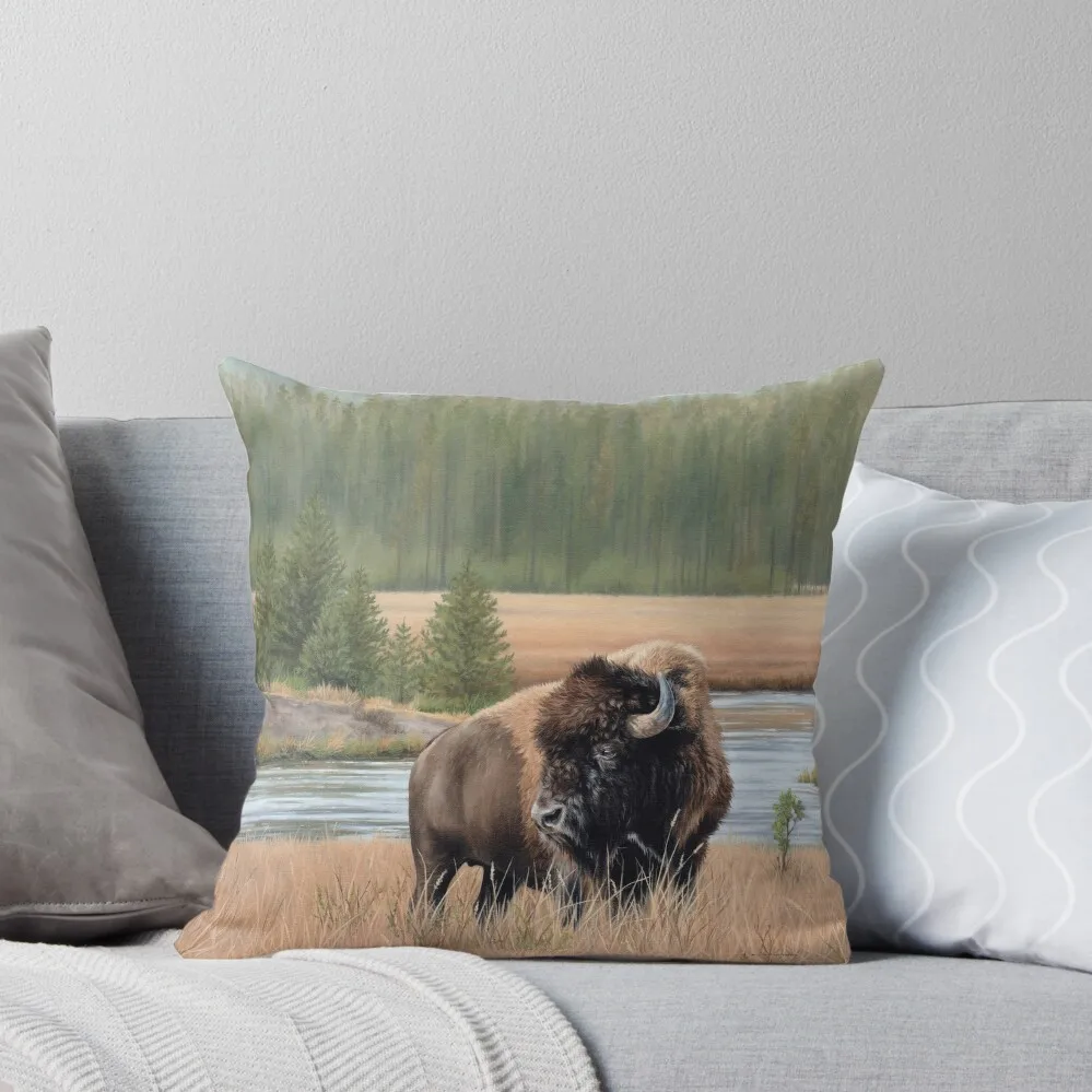 

American Bison Painting Throw Pillow Christmas Covers For Cushions Couch Cushions Christmas Pillow Cases anime girl