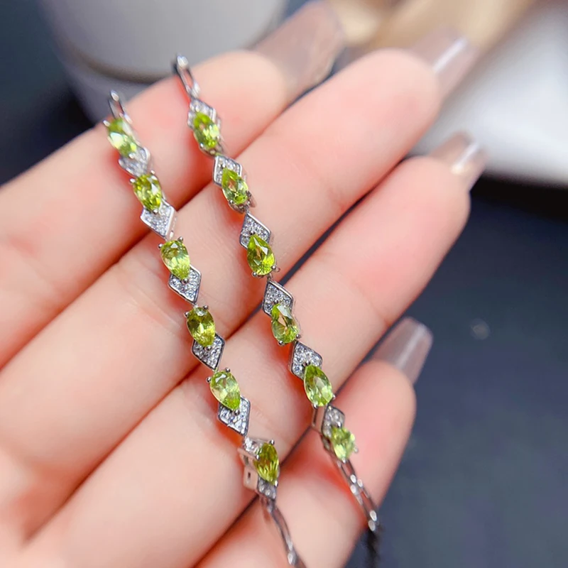 Natural Olivine Bracelet for women silver 925 jewelry luxury gem stones 18k gold plated free shiping items