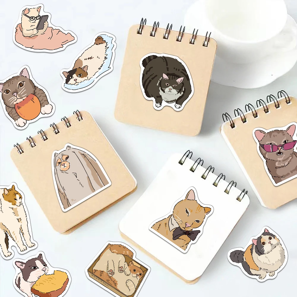 50/100PCS Creative Cat Fun, Funny, Cute Cartoon Stickers Decorative Phone Cases, Notebook Bottles, Personalized Stickers
