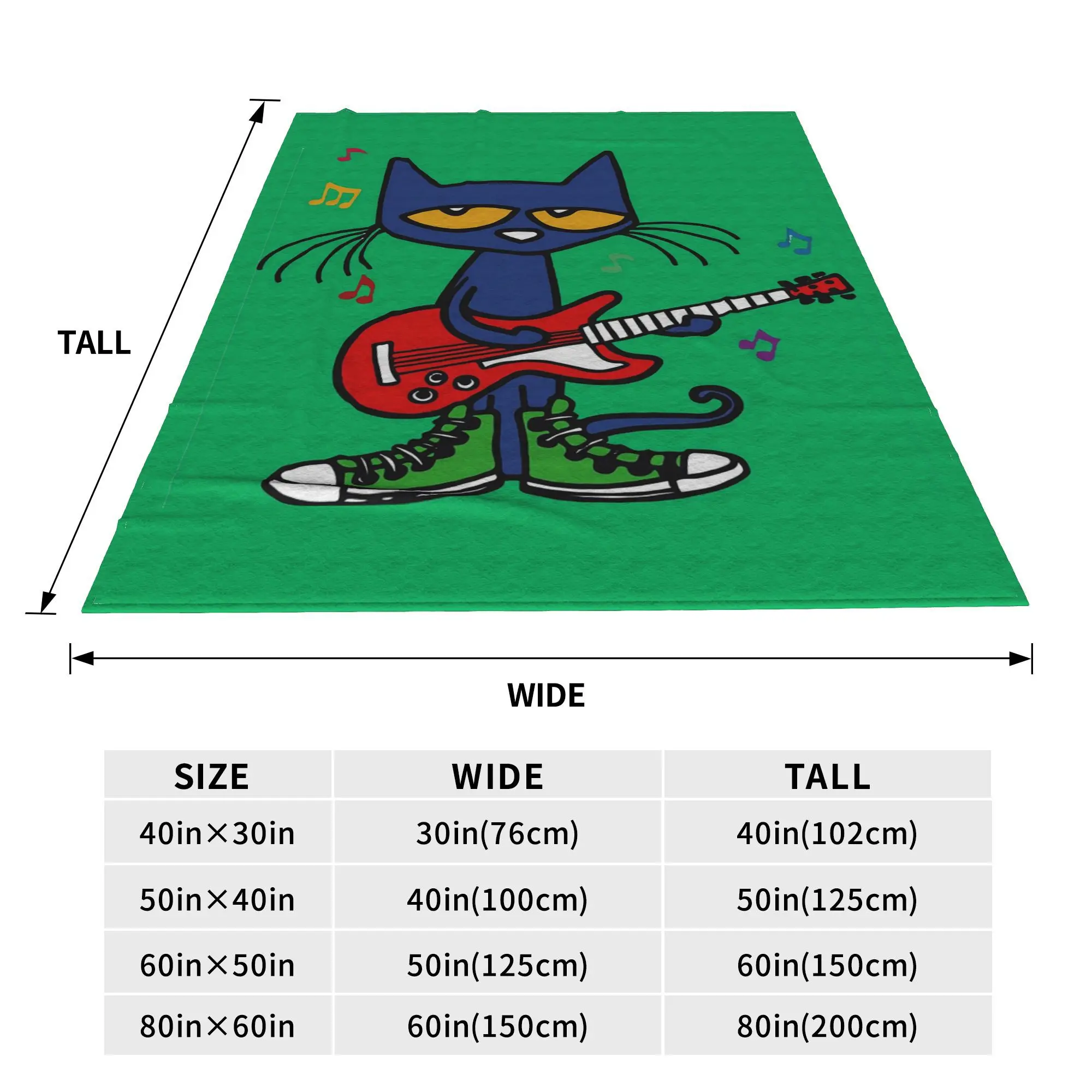 Pete the cat singing 3 Blankets Soft Warm Flannel Throw Blanket Plush for Bed Living room Picnic Travel Home Sofa