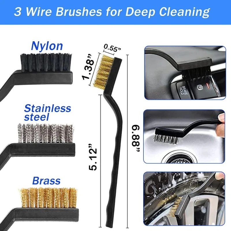 12 Piece Car Cleaning Tool Set Interior Air Conditioning Vent Details Dust Removal Brush Steel Wire Brush Pig Hair Brush