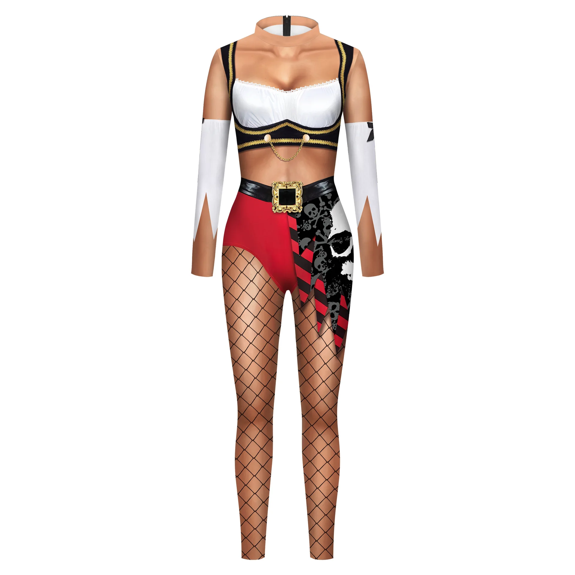 Combinaison en dentelle imprimée tête de mort 3D pour femme, costume de batterie Zentai sexy, catsuit de festival, vêtements de fête, spectacle féminin, Halloween, 7.5