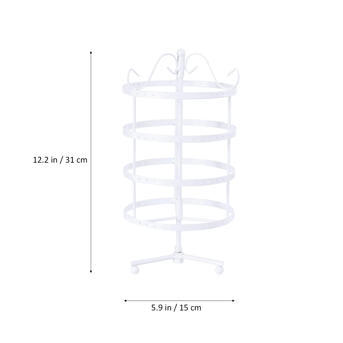 4-Tier Jewelry Earring Display Stand With 144 Holes Rotating Holder For Earrings Rack Size M White