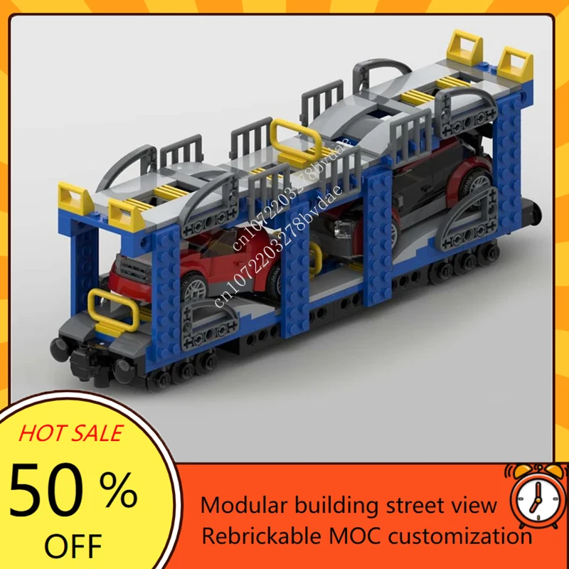 

368PCS MOC Railway Transport Cart with Two Matching Cars Building Blocks Model Bricks Display Collection Children's Toys Gifts