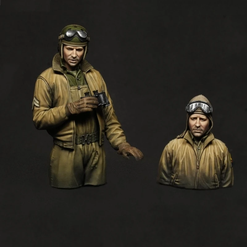 

1/16 Scale Die-Cast Resin Figure Model Kit WWII US Tank Crew Half-body 2 Figures Unassembled and Unpainted