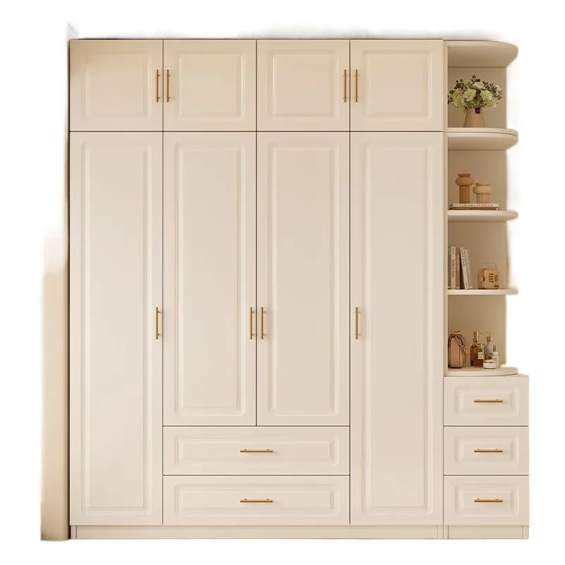 Solid wood wardrobe, home bedroom rental room installation-free new wardrobe, rental room storage wardrobe