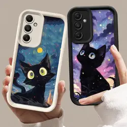 Van Gogh Art Cute Kitty Phone Case for Galaxy A15 A72 A52 4G 5G A25 A35 A55 A51 A73 A52s A53 A54 5G A71 4G