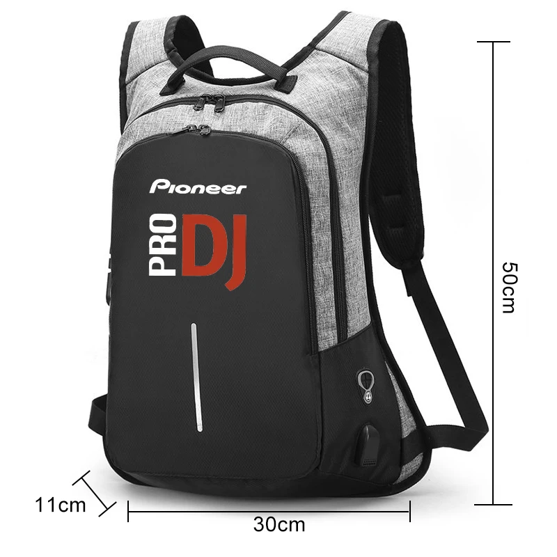 Pioneer-mochila universal de grande capacidade para homens e mulheres, anti-roubo com bloqueio, bolsa para laptop, carregamento USB, bolsa de viagem, dj