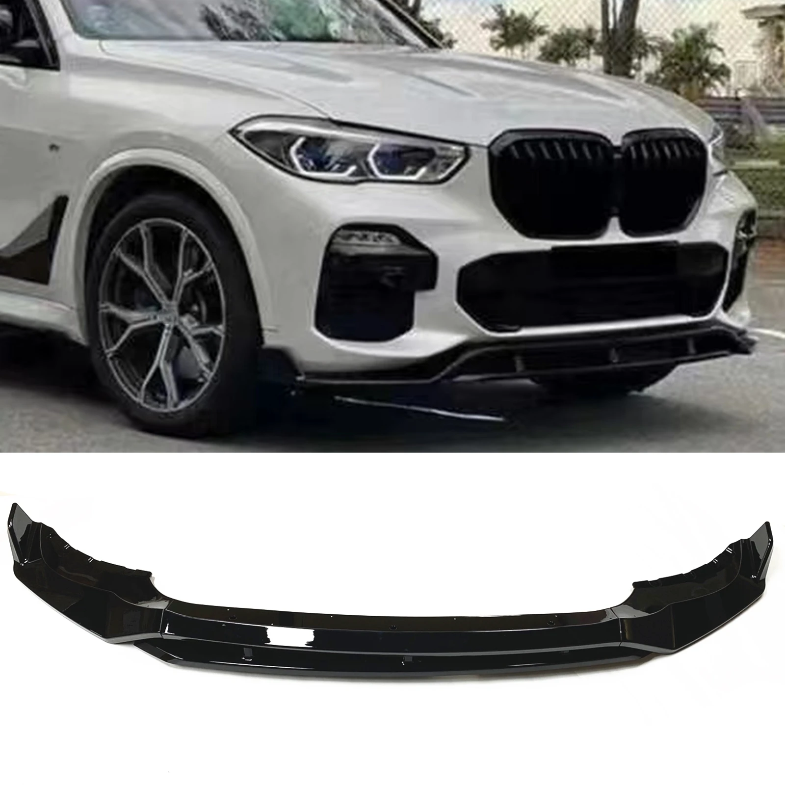 

Front Bumper Spoiler Lip For BMW X5 G05 2019-2023 M Sport Glossy Black Car Lower Splitter Guard Protector Plate Blade Body Kit