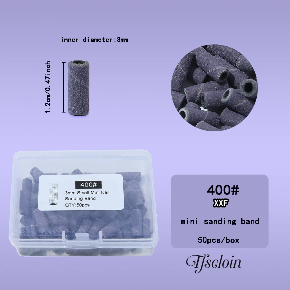 1/2 caixa 3mm lixa de unhas bandas 150/240/320/400 grit mini broca de unhas elétrica arquivo de unhas acessório polimento manicure ferramenta