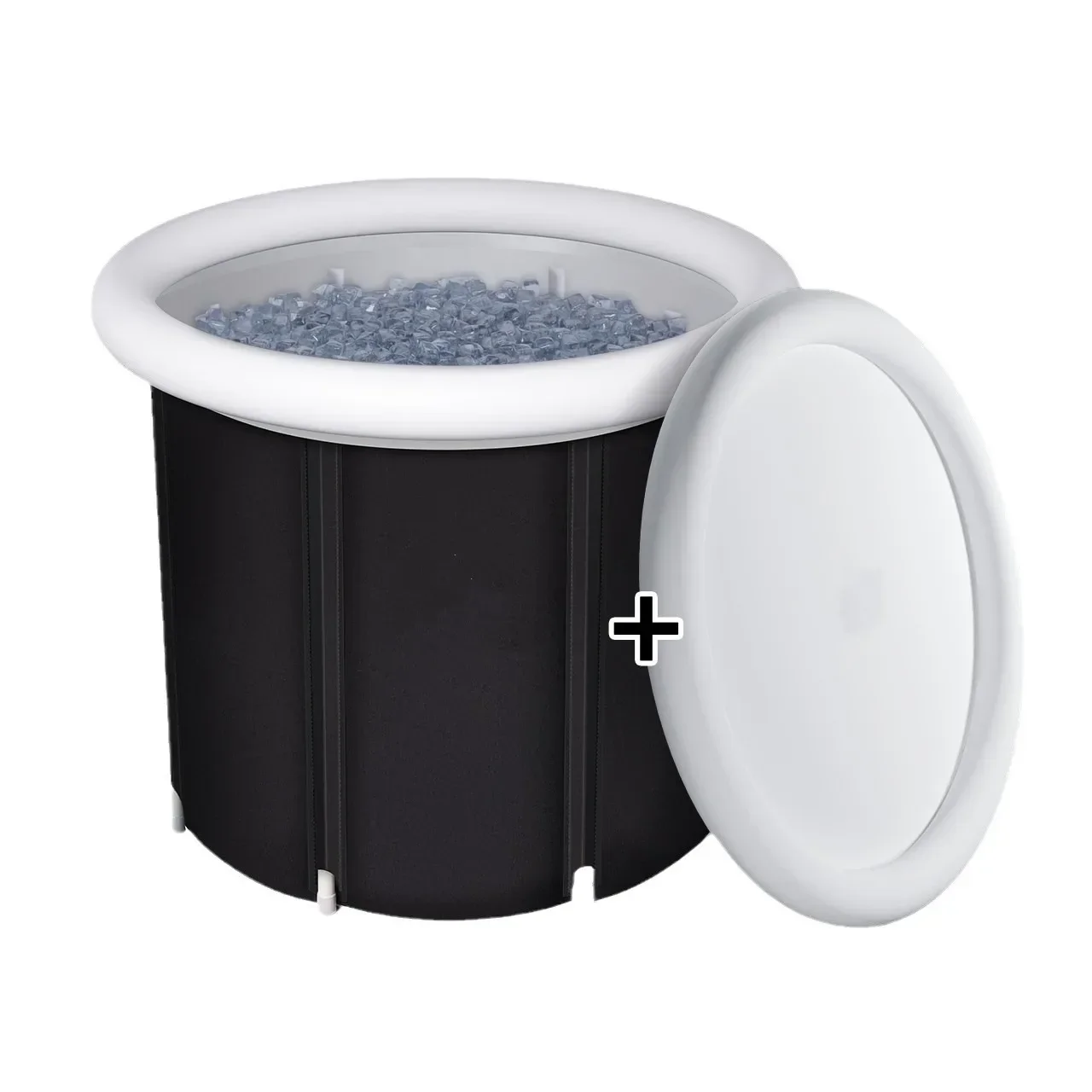 Raccordi per benna da bagno a bolle nere vasca da bagno portatile per adulti pieghevole all\'aperto PVC gonfiabile SPA Ice Bath Challenge Ice Therapy