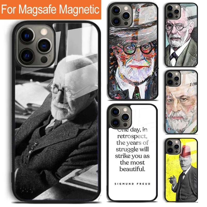 Sigmund Freud Phone Case For iPhone 16 15 14 13 12 11 Pro Max Plus Magsafe Magnetic Wireless Charging Cover