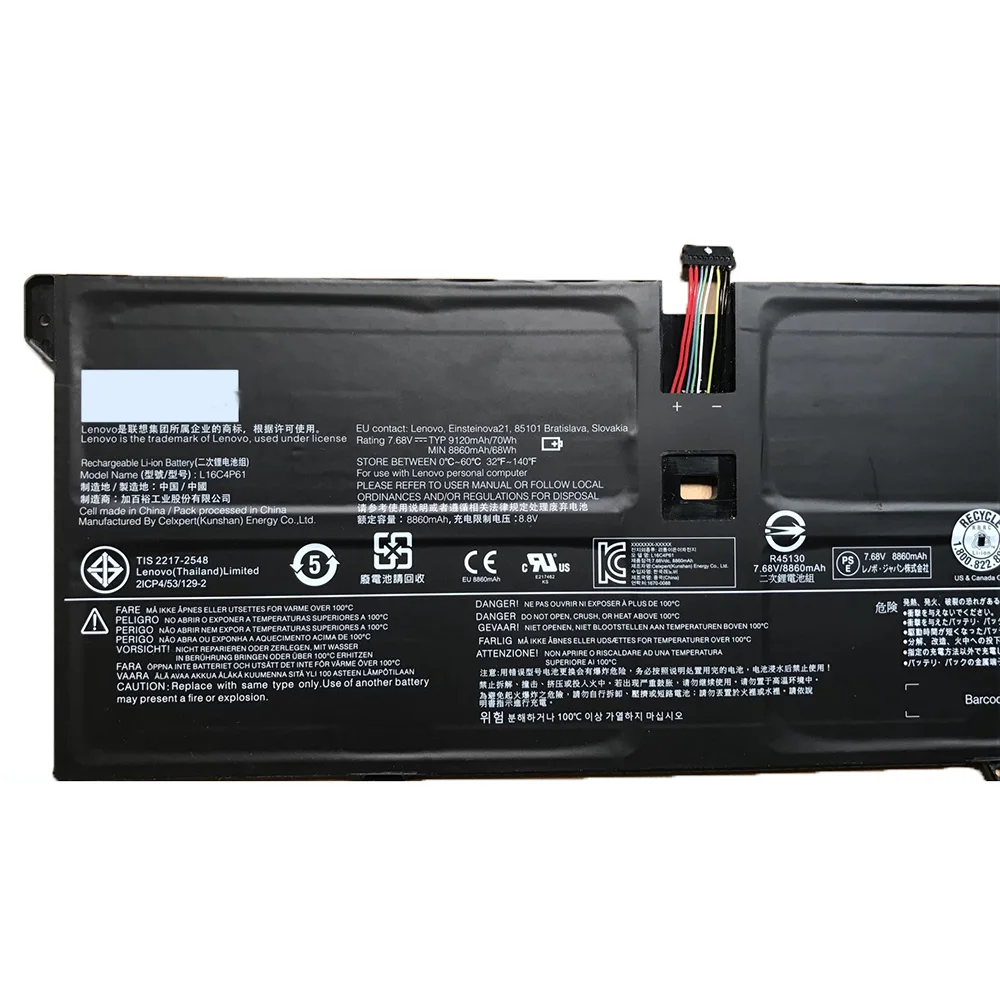 Imagem -03 - Bateria do Portátil para Lenovo Yoga 920 Pro13ikb Yoga 920-13ikb 80y7002xge 5b10n01565 7.68v L16c4p61 L16m4p60 70wh