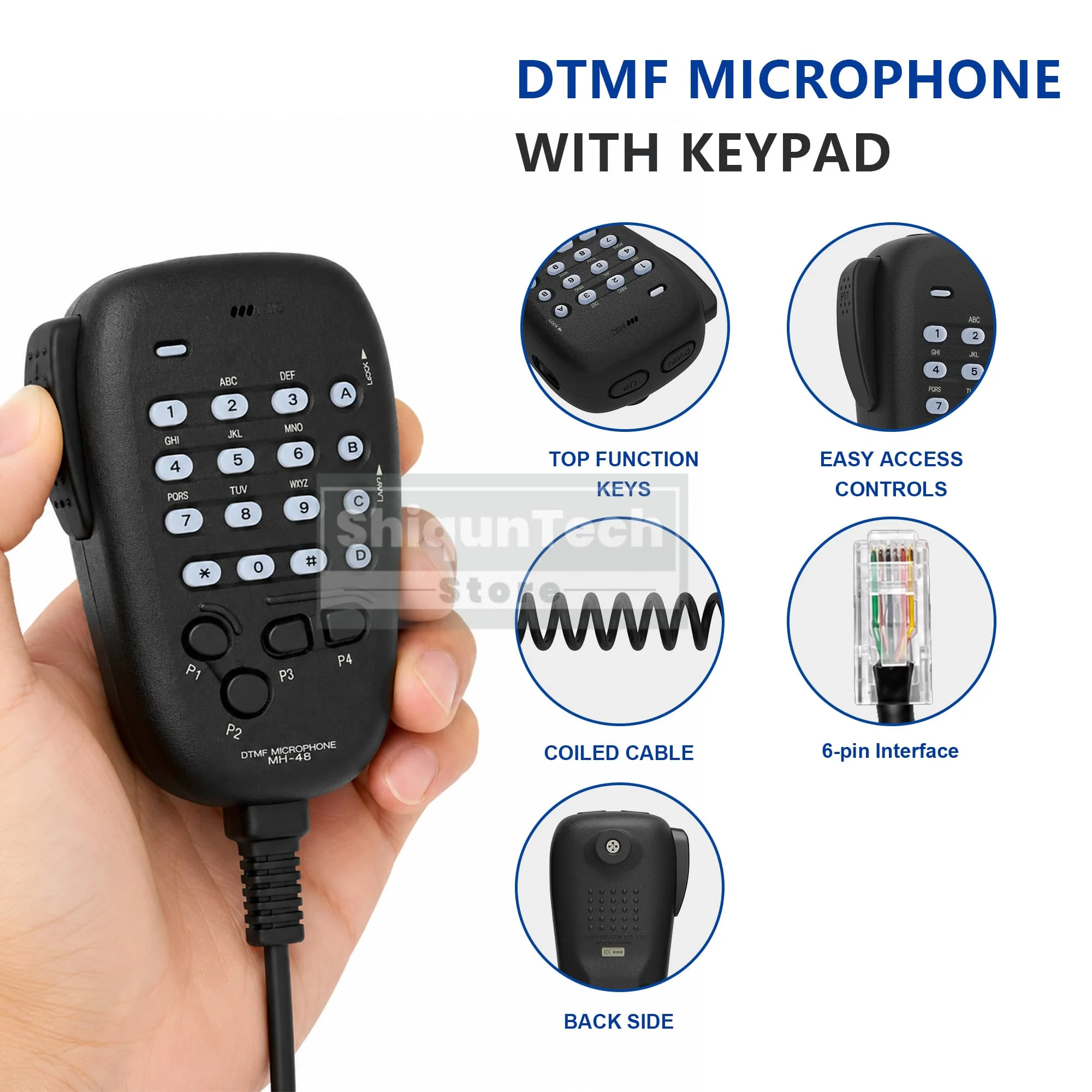 MH-48A6J Microphone Car Mobile Radio Handheld Mic Speaker MH-48 Heavy Duty Mic Compatible with FT-1500 FT-1802 FT-7100M FTM-3100